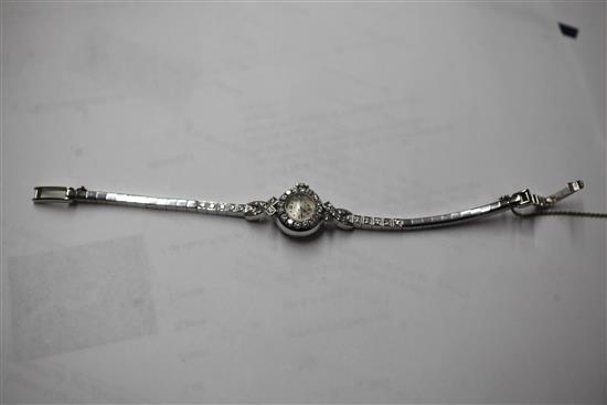 A ladys 18ct white gold and diamond set Rolex Precision manual wind cocktail watch,